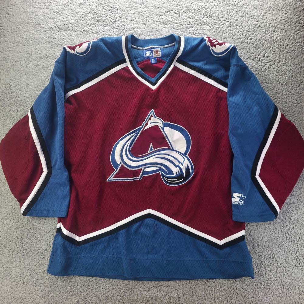 Vintage Starter Colorado Avalanche Jersey Mens XL Burgundy Blue Hockey NHL